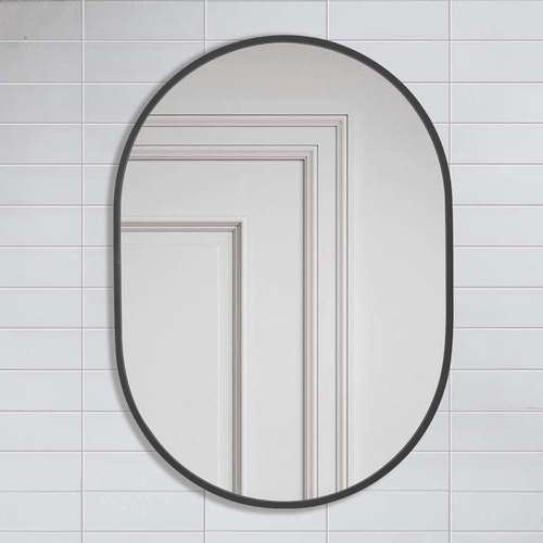 Black Superia Oval Stainless Steel Wall Mirror
