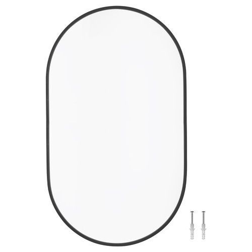 Black Superia Oval Stainless Steel Wall Mirror