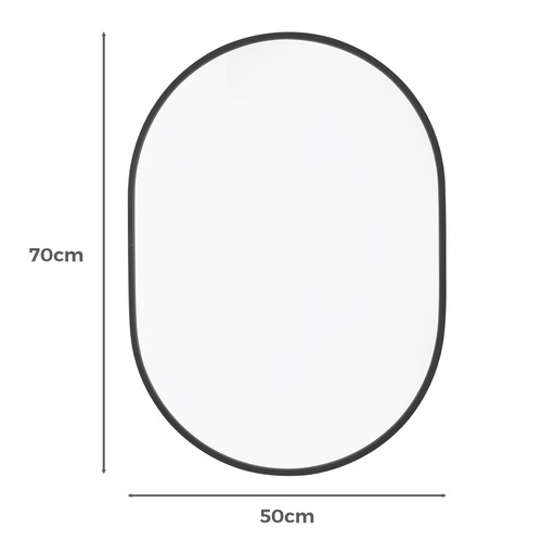 Black Superia Oval Stainless Steel Wall Mirror