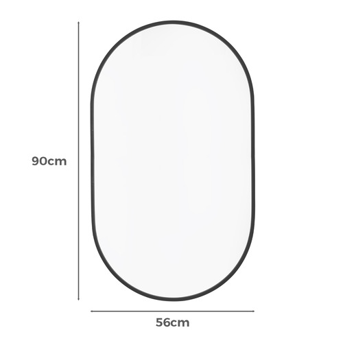 Black Superia Oval Stainless Steel Wall Mirror