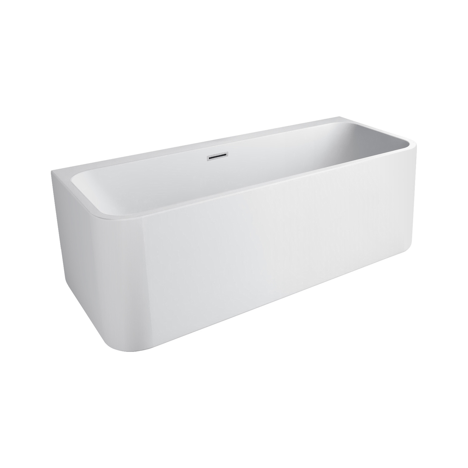 Oval Acrylic Back to Wall Bath with overflow