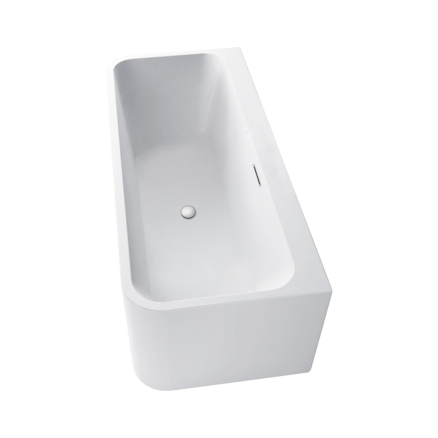 Oval Acrylic Back to Wall Bath with overflow