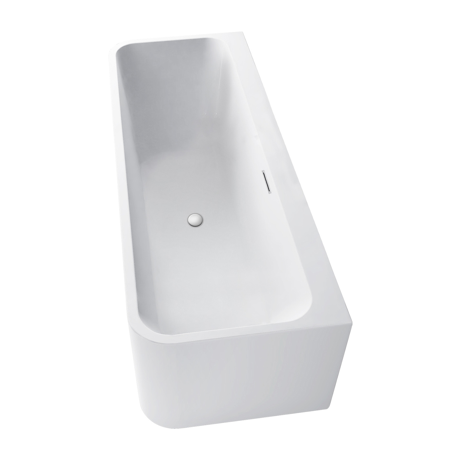 Oval Acrylic Back to Wall Bath with overflow