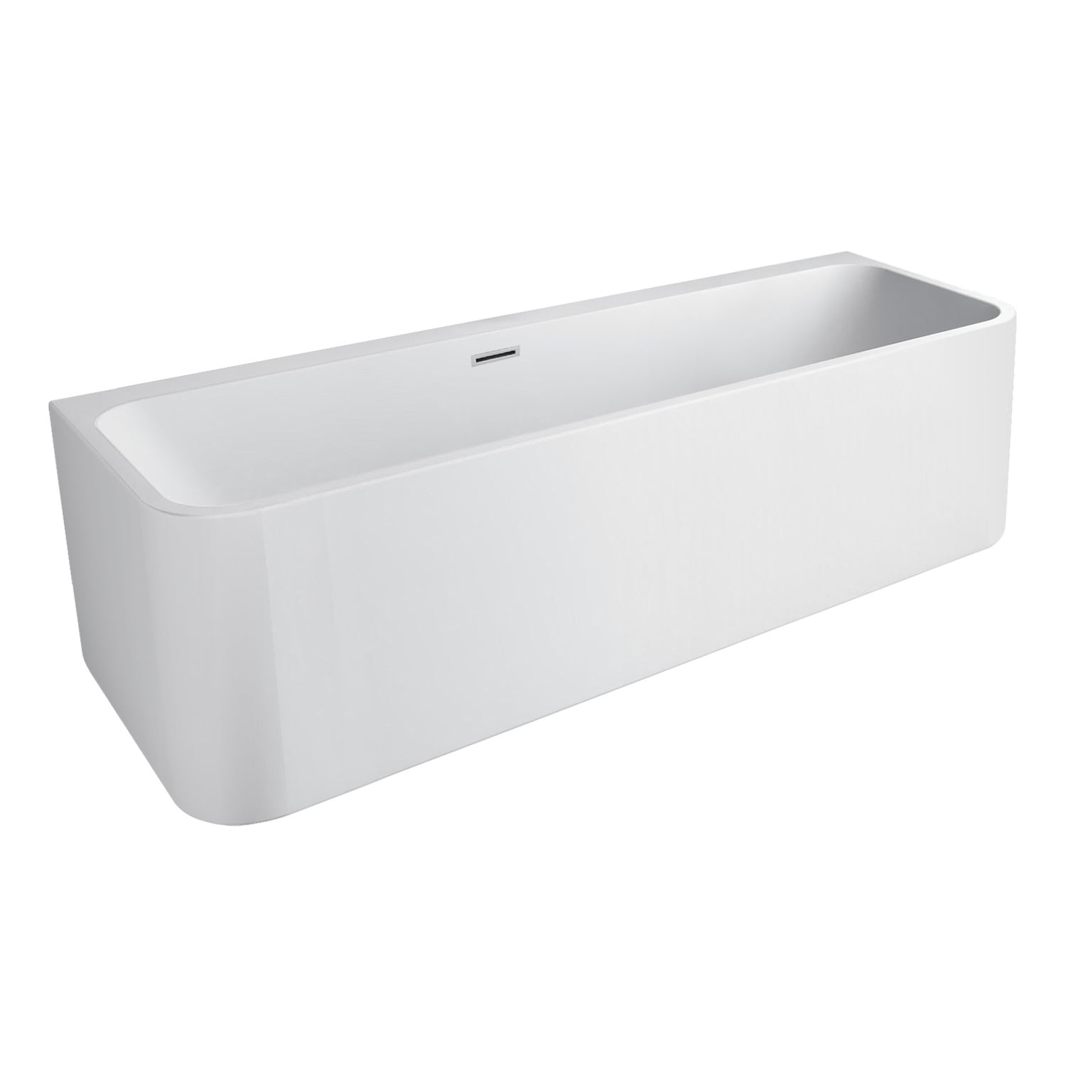 Oval Acrylic Back to Wall Bath with overflow