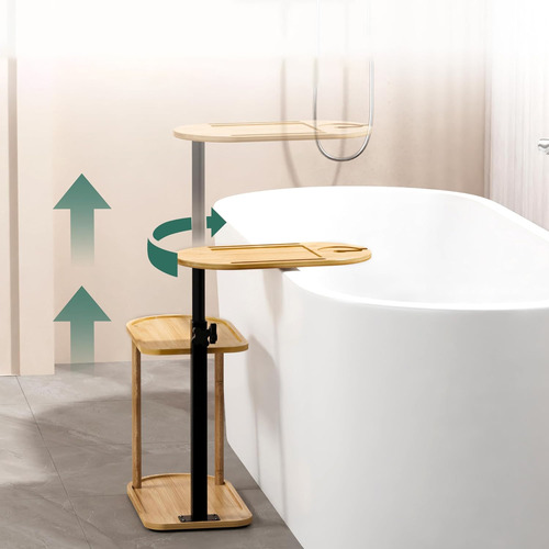 Bamboo & Steel Adjustable Side Table