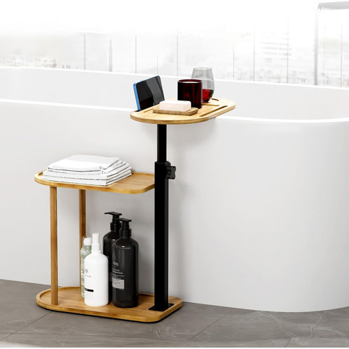 Bamboo & Steel Adjustable Side Table