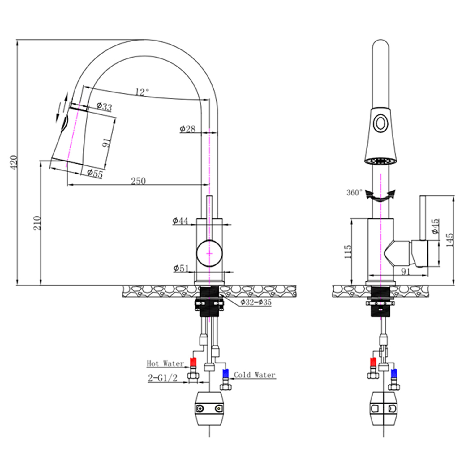 Euro-Wide-Flared-Pull-Out-Kitchen-Sink-Mixer-OX1023.KM