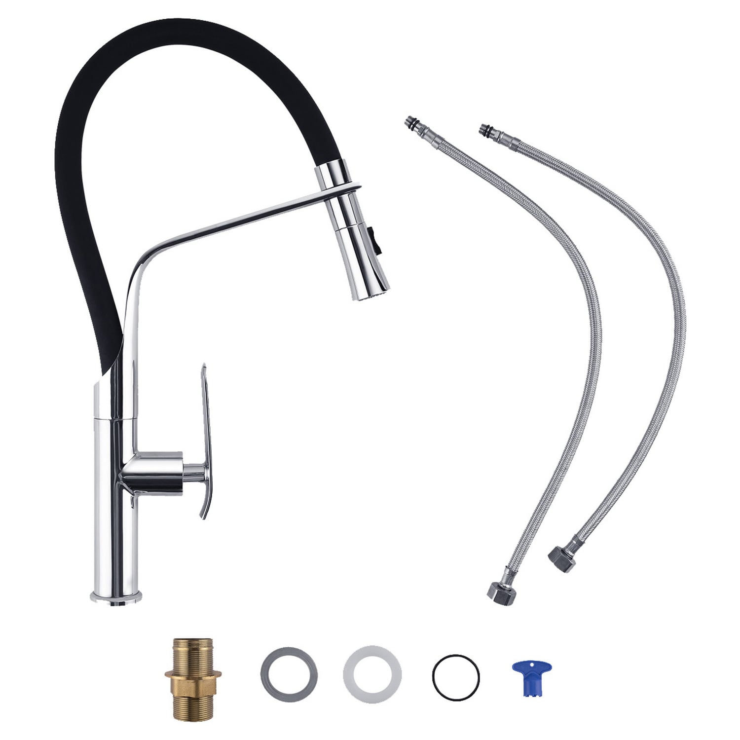 Conran Chrome Gooseneck Pull down Kitchen Mixer