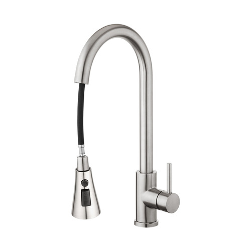 Frederick Chrome Gooseneck Pull-Out Kitchen Sink Mixer