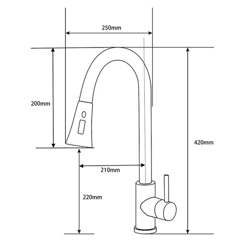 Frederick Chrome Gooseneck Pull-Out Kitchen Sink Mixer
