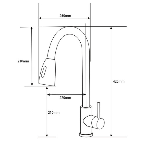 Alastair Chrome Gooseneck Pull-Out Kitchen Sink Mixer
