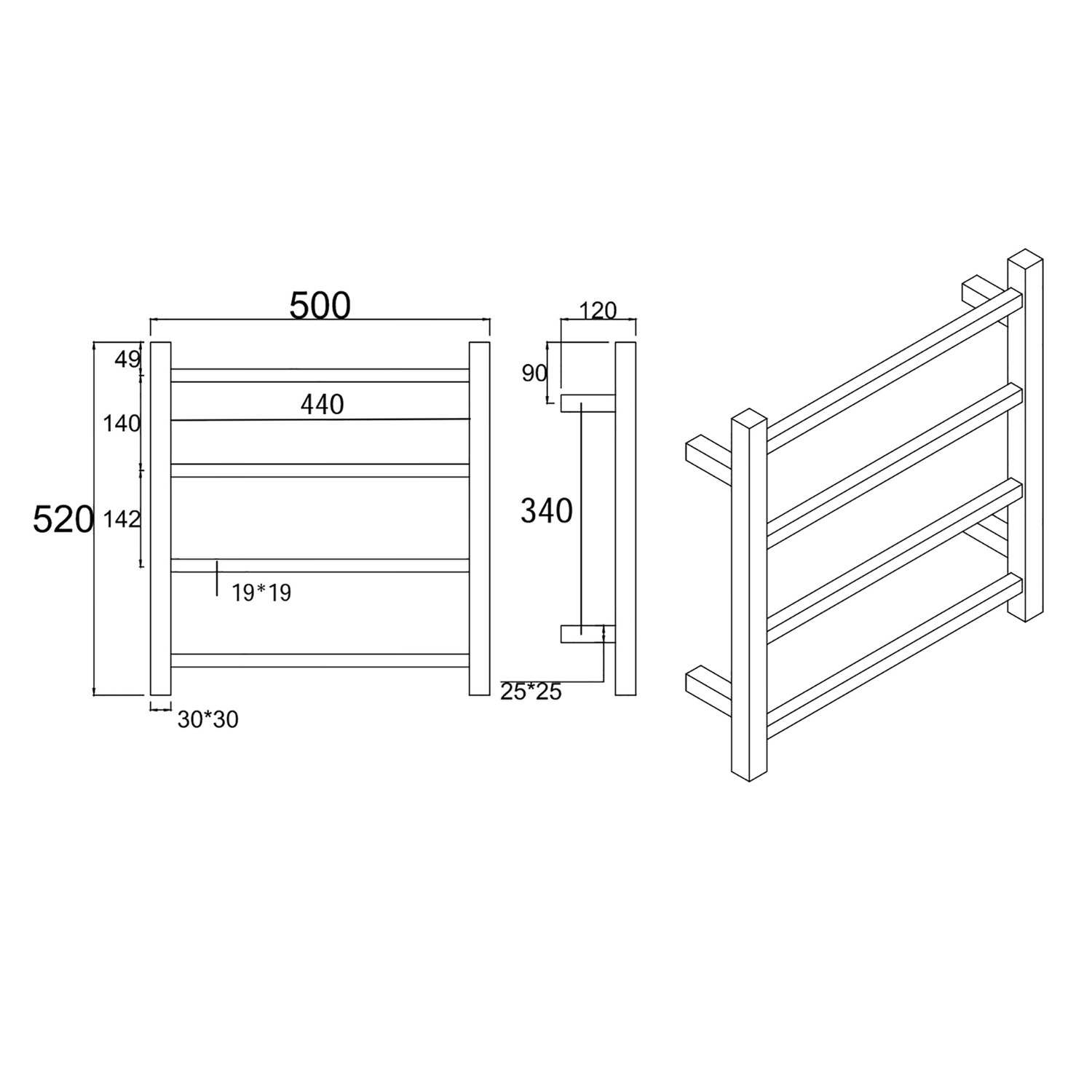 Ottimo-Square-500-x-520mm-Stainless-Steel-Heated-Towel-Rail