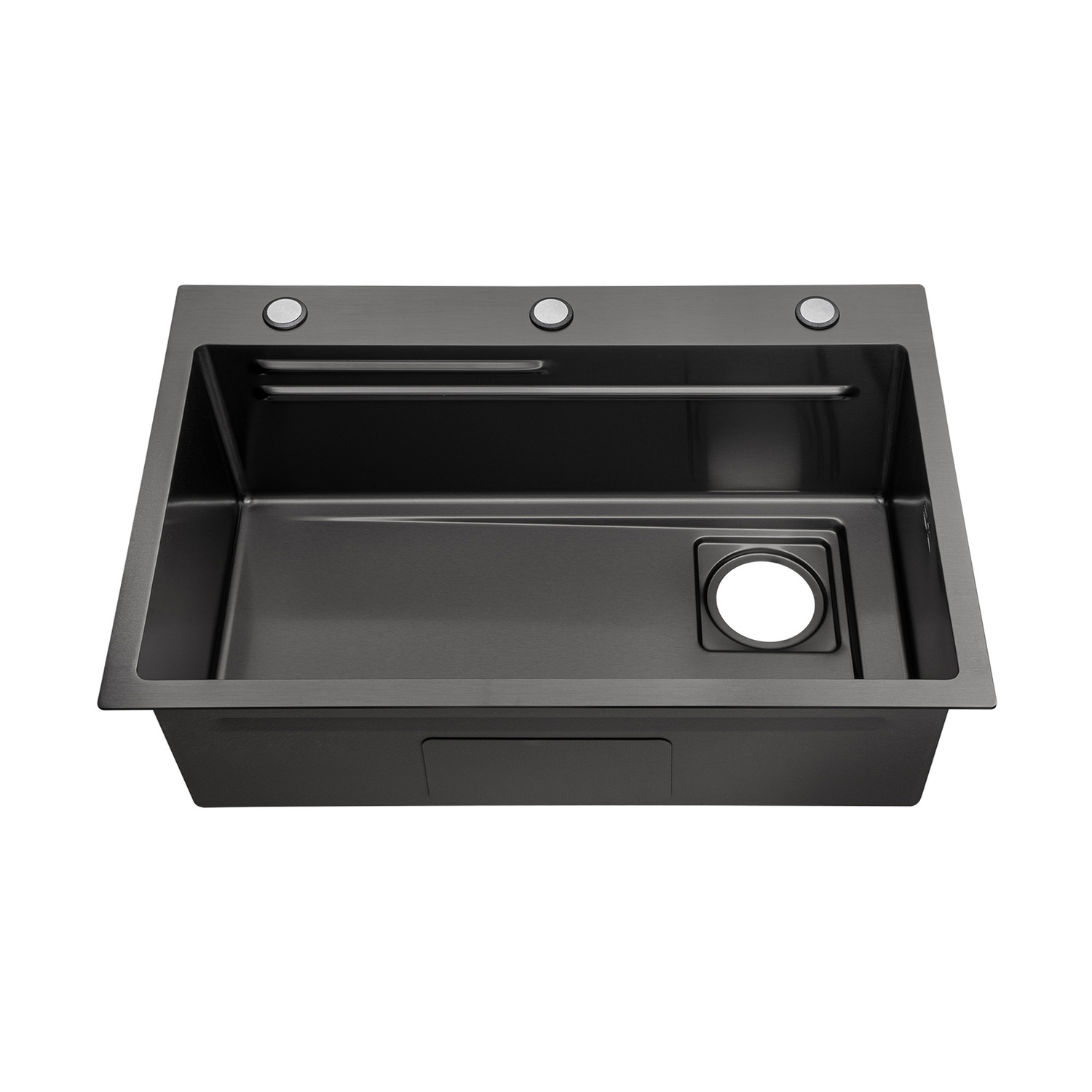 Deso-680mm-Single-Stainless-Steel-Kitchen-Sink-with-Button-controlled-Basket-Waste