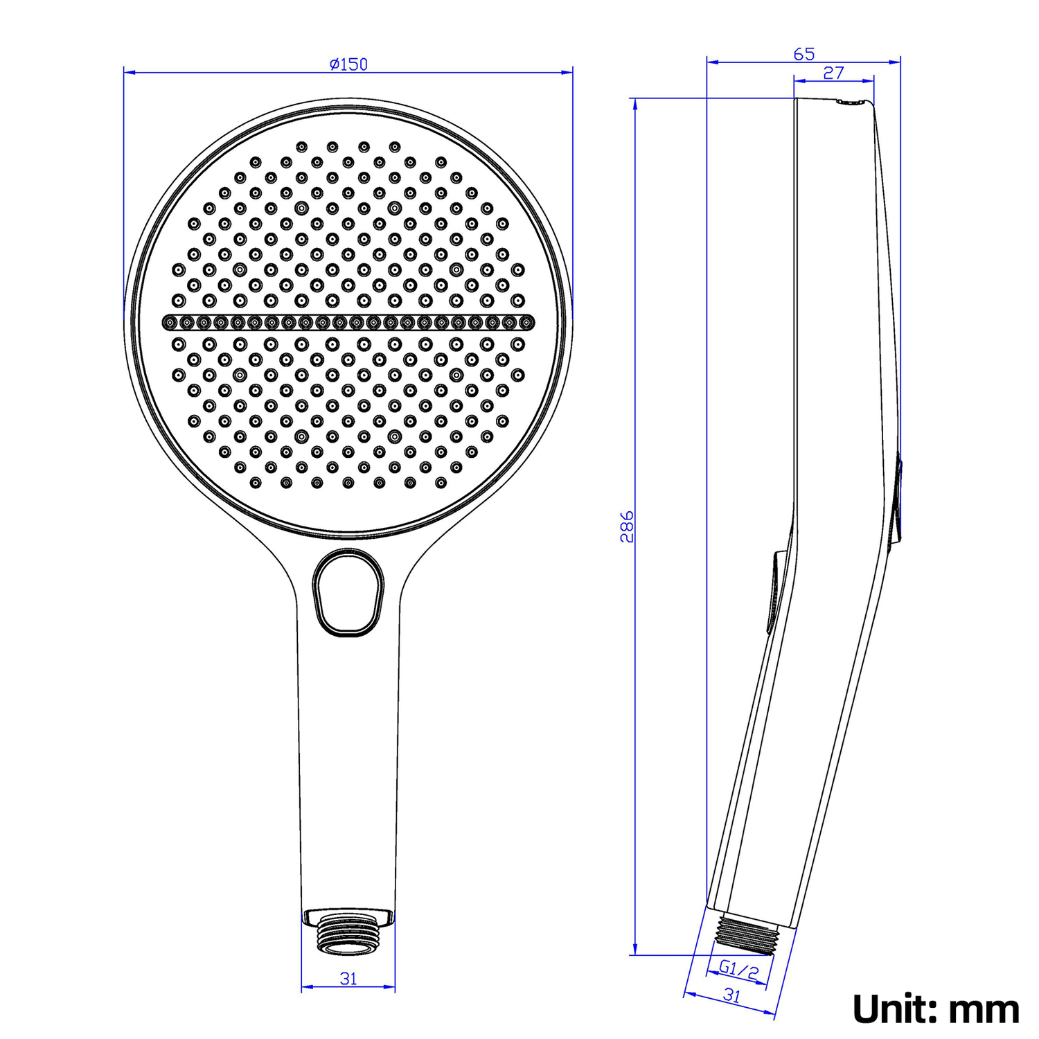 Waylay 150mm 3 Function Hand-Held Shower