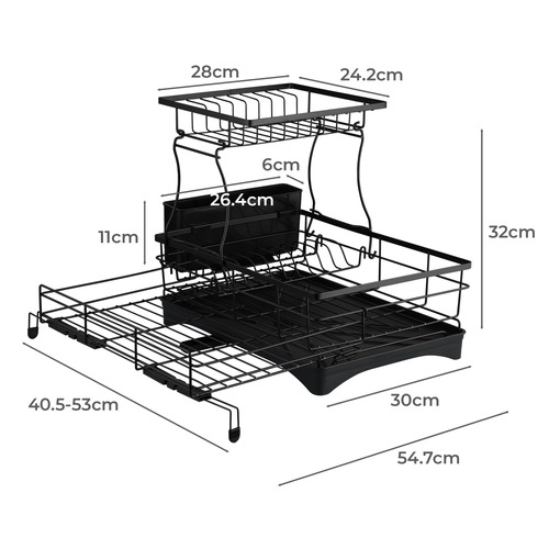 Basion 2 Tier Expandable Stainless Steel Dish Drying Rack