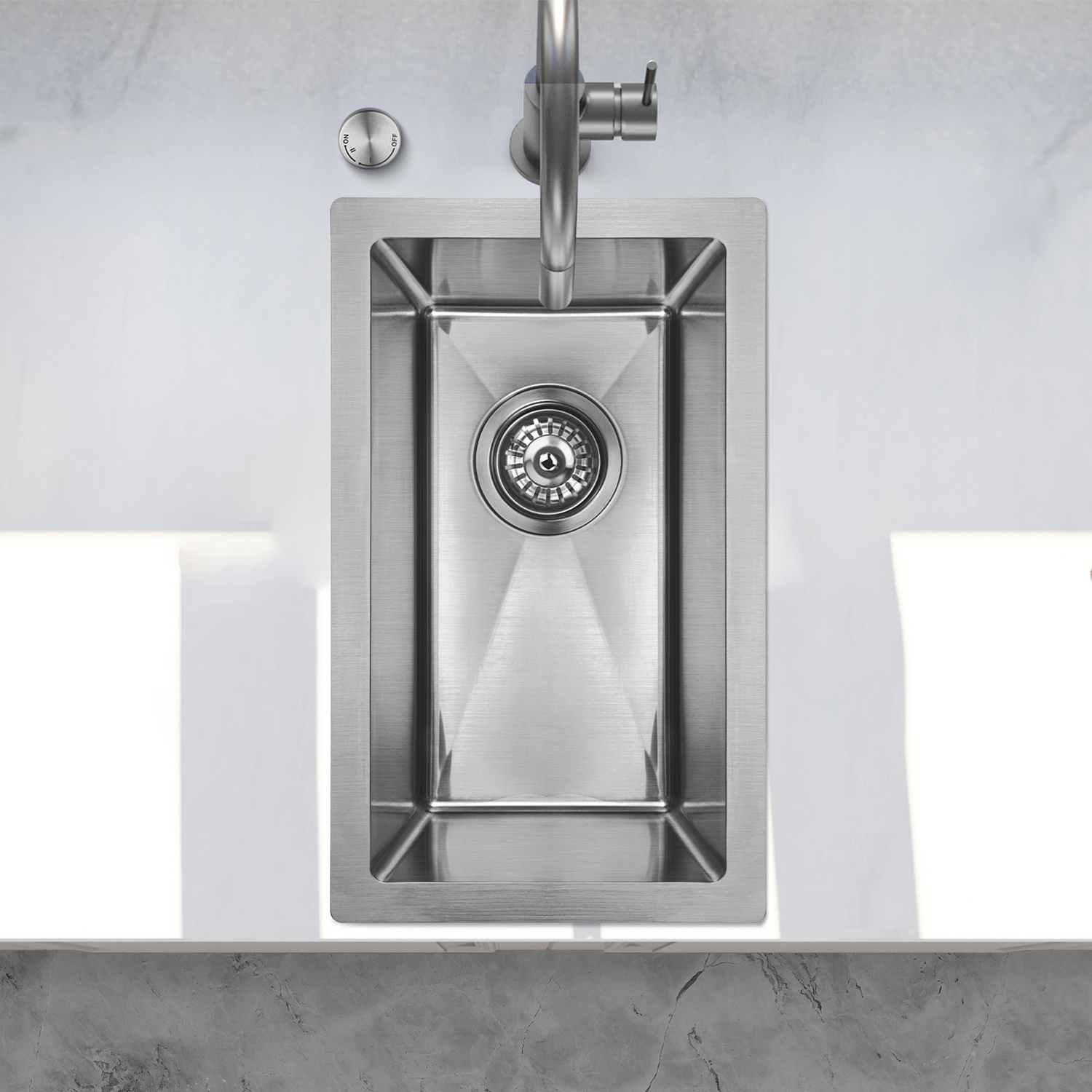 Deso-250mm-Single-Stainless-Steel-Kitchen-Sink-with-Button-controlled-Basket-Waste
