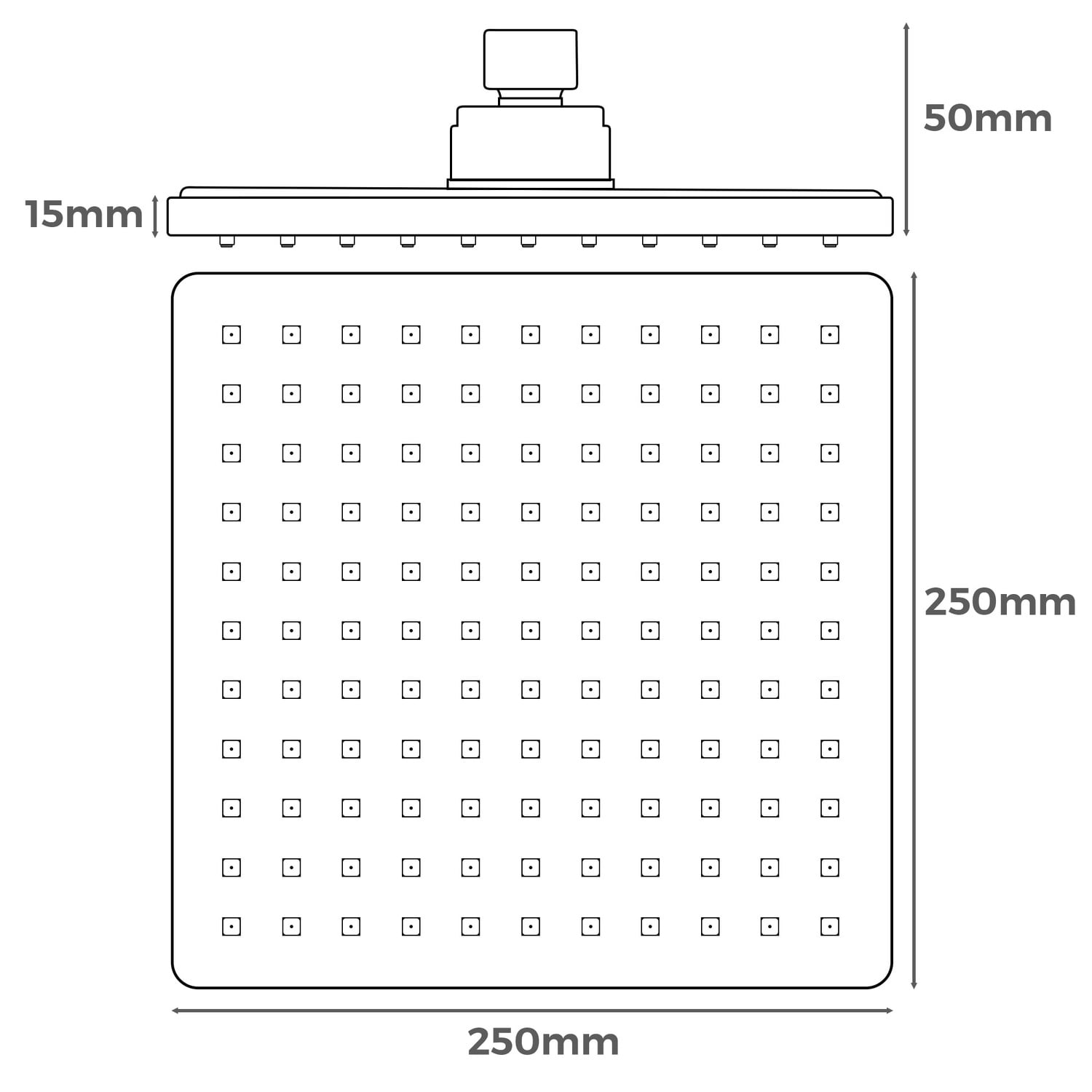 Sonic 250mm Square Shower Head