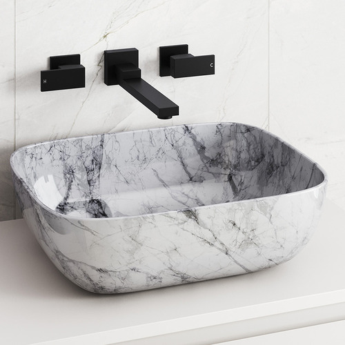 White Garrett Rectangular Ceramic Basin