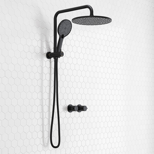 Jagael Black Short Twin Shower Tap Set