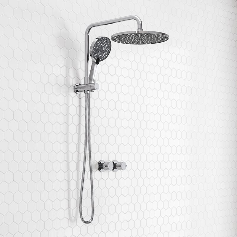 Aqua Chrome Short Twin Shower Tap Set