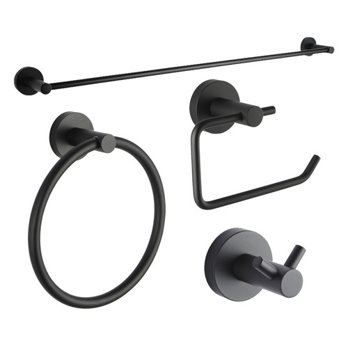 Round Matte Black Bathroom Basics Accessory Package