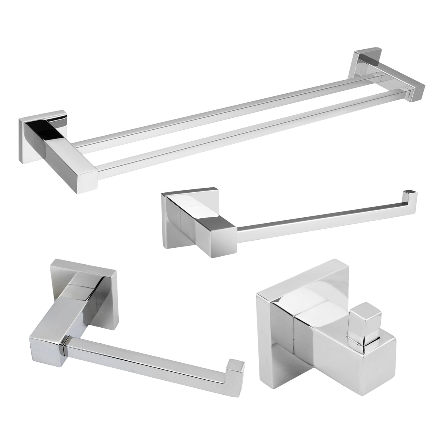 Square Chrome Bathroom Basics Accessory Package