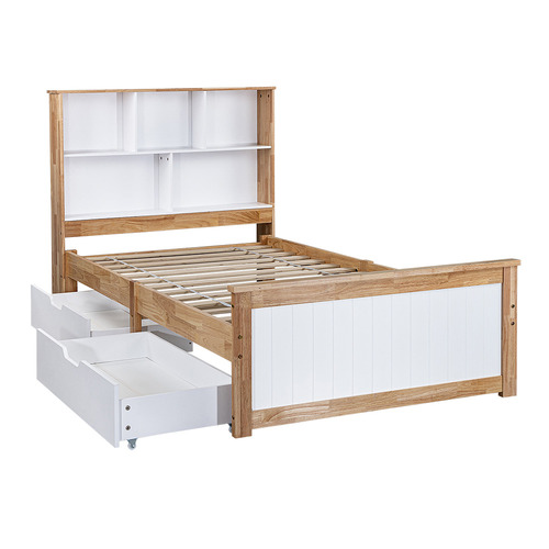 Eli Rubberwood Bed Frame with Drawers