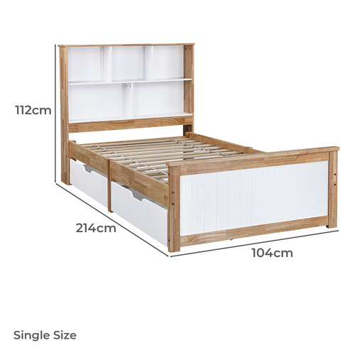 Eli Rubberwood Bed Frame with Drawers