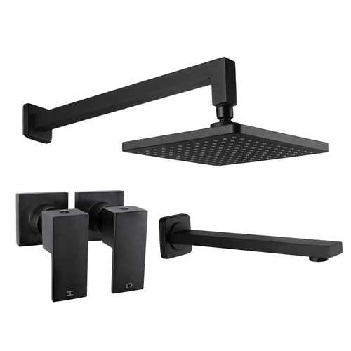Retro-fit Square Matte Black Shower Bathroom Basics Package