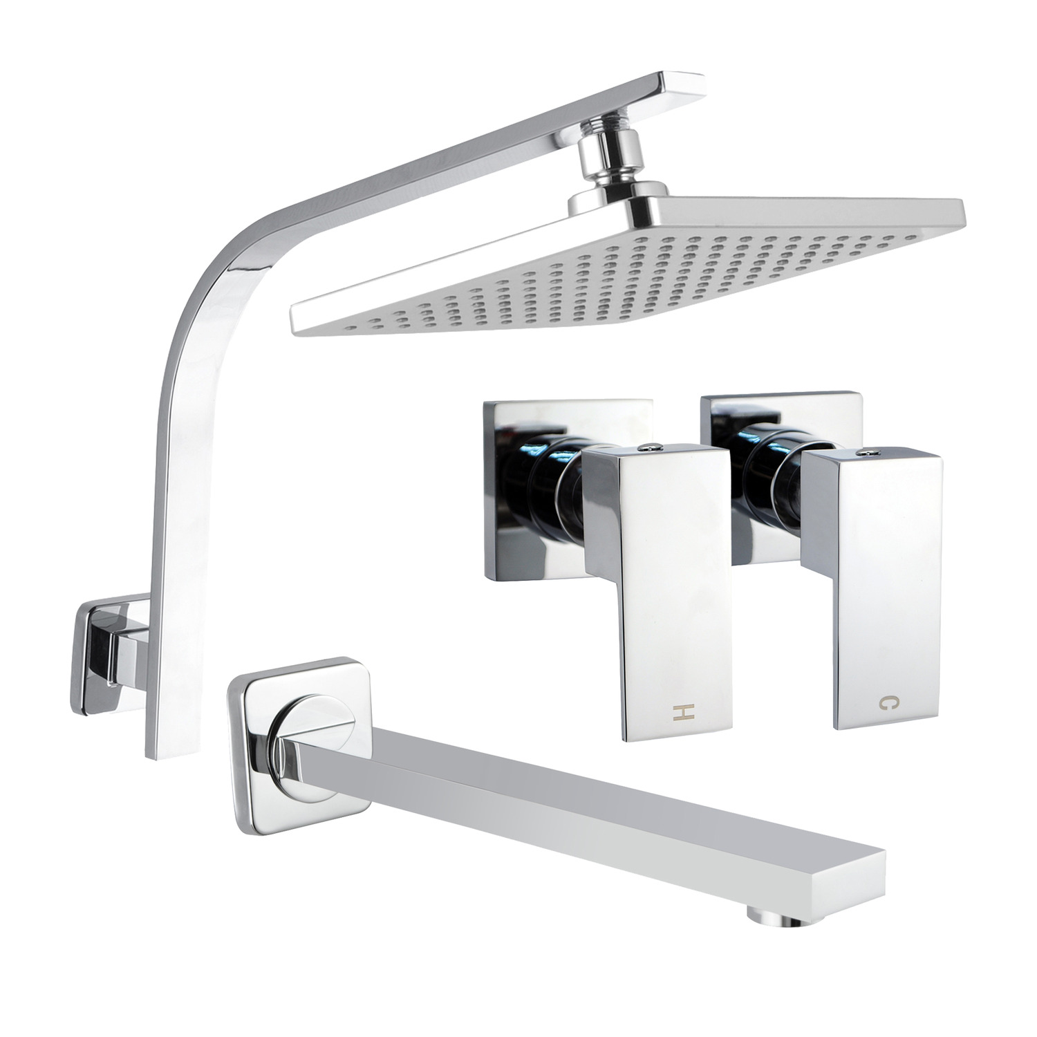 Retro-fit Square Chrome Shower Bathroom Basics Package