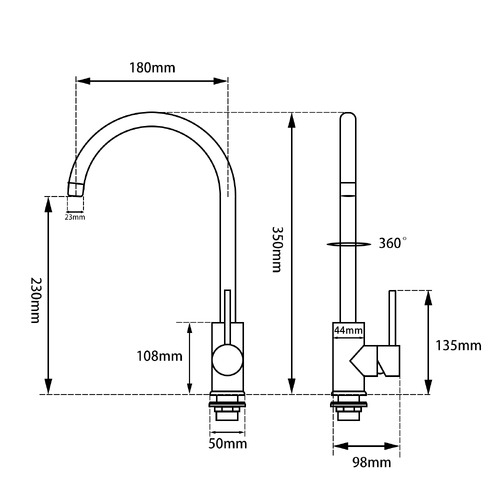 Stockton Gooseneck Swivel Kitchen Sink Mixer