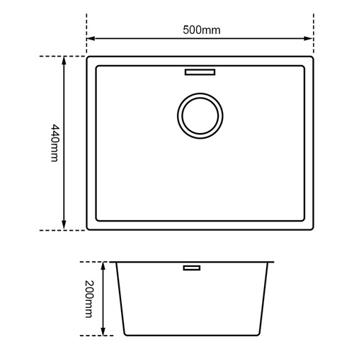 Hayward 500mm Top Mount Single Quartz Kitchen Sink