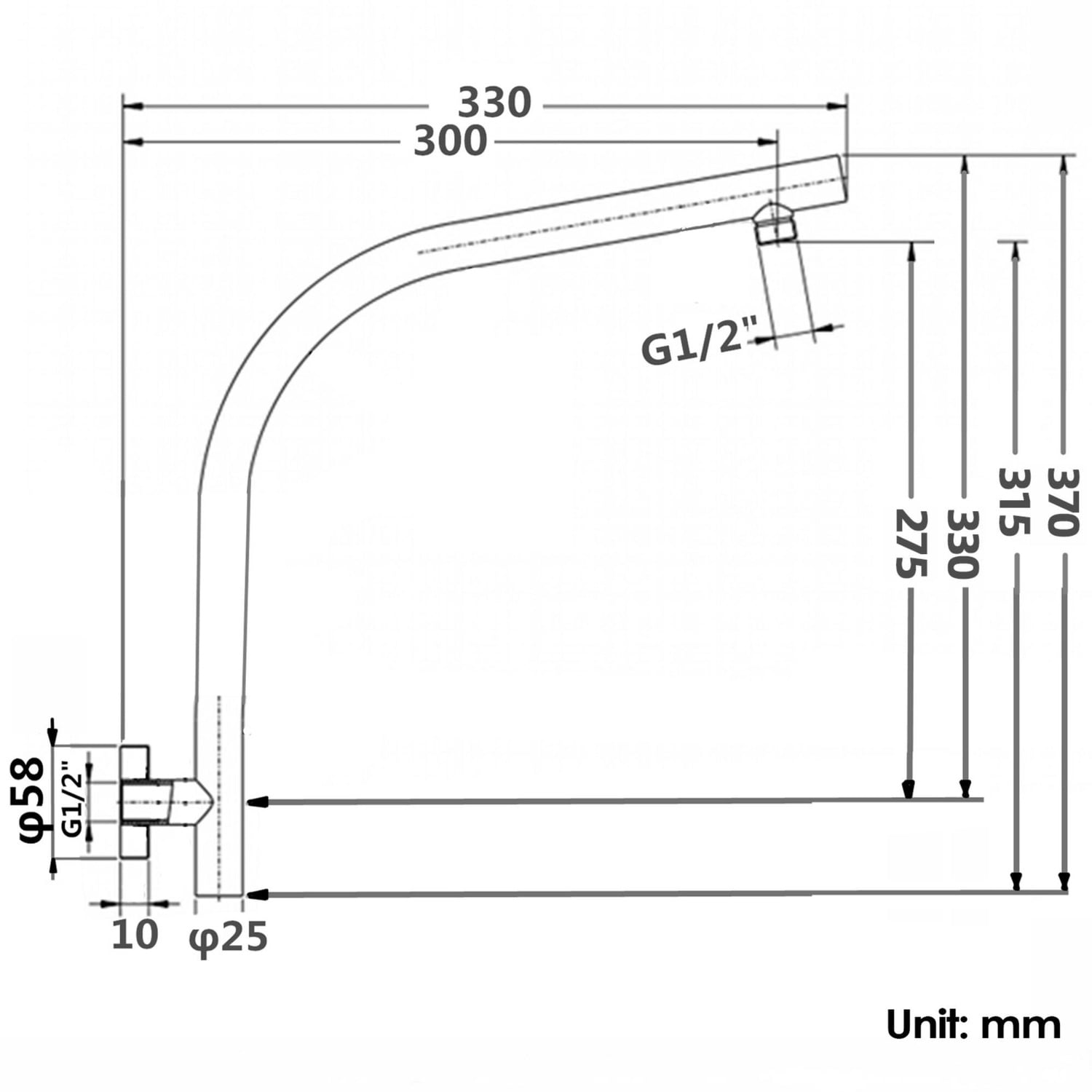 Euro-Chrome-Round-Gooseneck-Shower-Arm