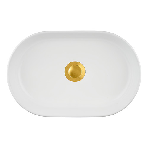 Hazel 490mm Pill Ceramic Above Counter Basin with Pop-up Waste