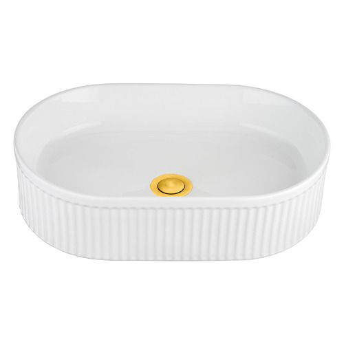 Hazel 490mm Pill Ceramic Above Counter Basin with Pop-up Waste