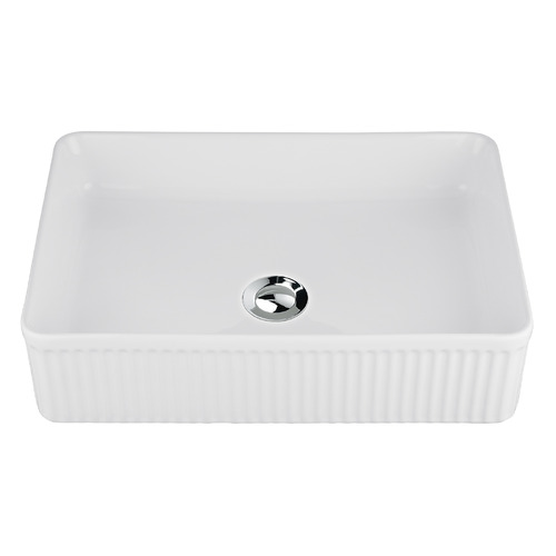 Fletcher 500mm Rectangular Ceramic Above Counter Basin with Pop-up Waste