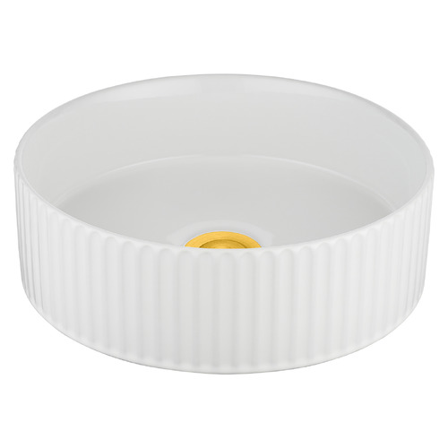 Darcie 360mm Round Ceramic Above Counter Basin with Pop-up Waste