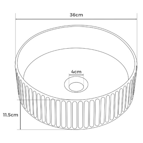 Darcie 360mm Round Ceramic Above Counter Basin