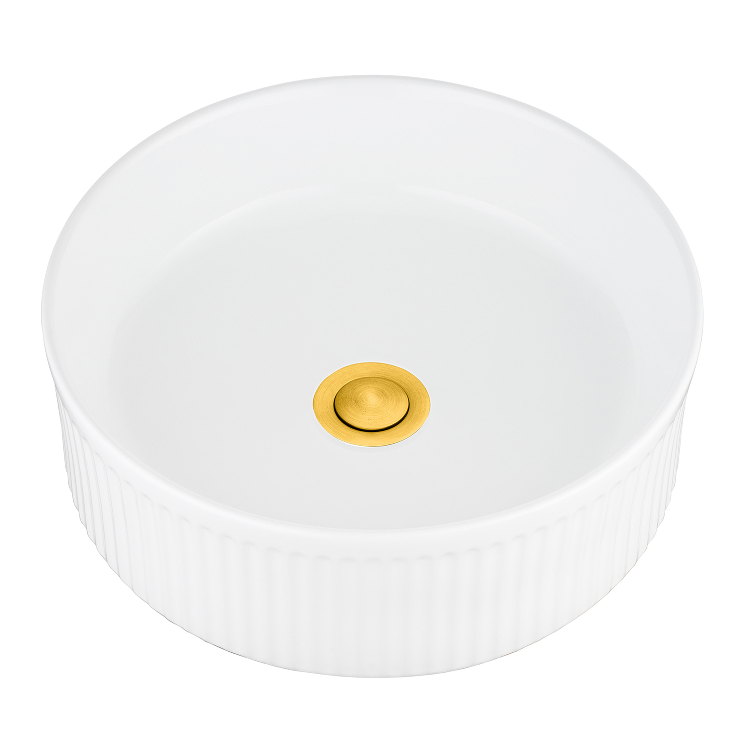 Anika 370mm Round Ceramic Above Counter Basin with Pop-up Waste