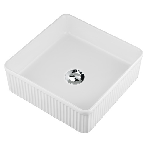 Sienna 375mm Square Ceramic Above Counter Basin with Pop-up Waste