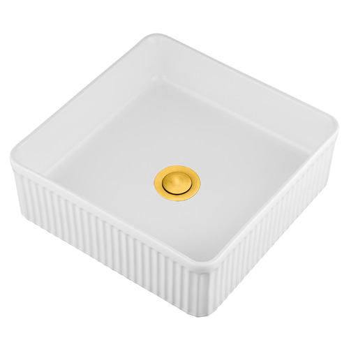 Sienna 375mm Square Ceramic Above Counter Basin with Pop-up Waste