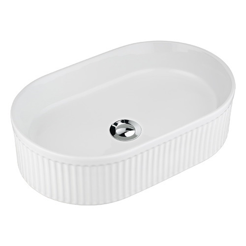 Hazel 490mm Pill Ceramic Above Counter Basin with Pop-up Waste