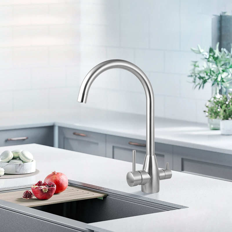 Rounded 3 Way Swivel Kitchen Sink Mixer