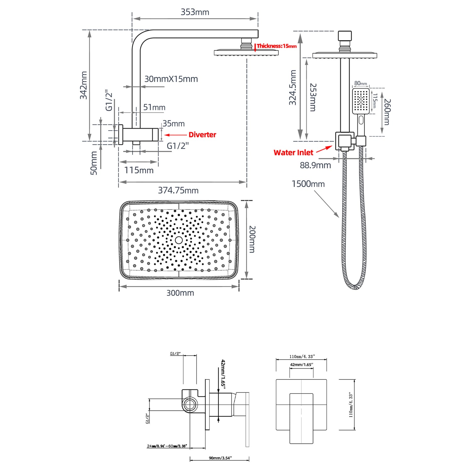 Montgomery Gold Shower Mixer Set
