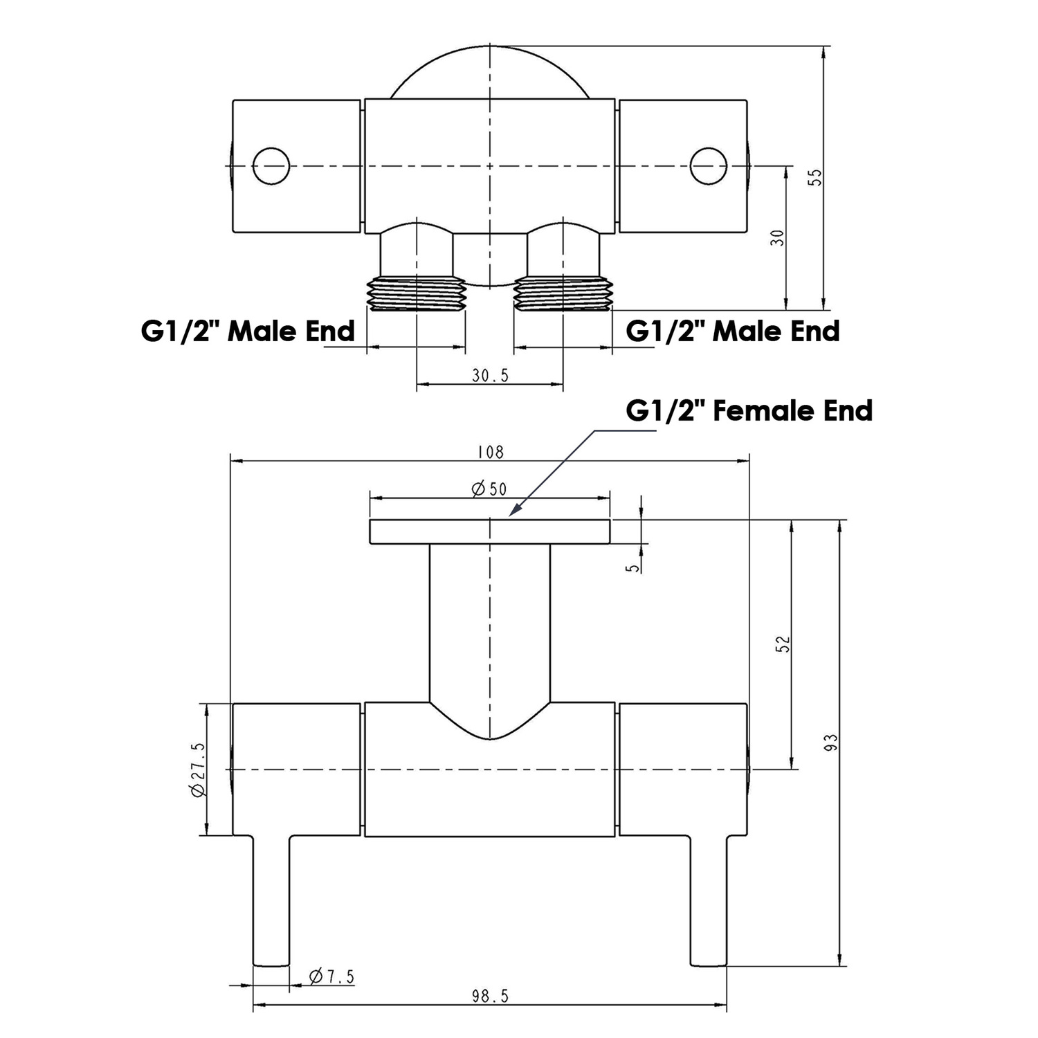 Alto Round Toilet Bidet Spray with Dual Diverter Tap