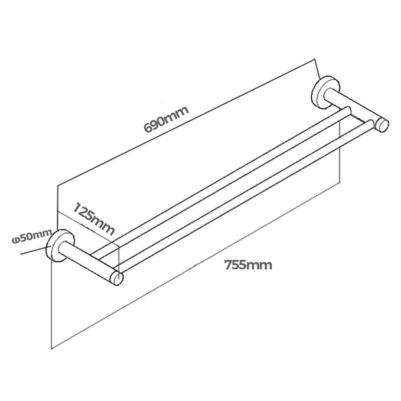 Brea 755mm Double Towel Rail