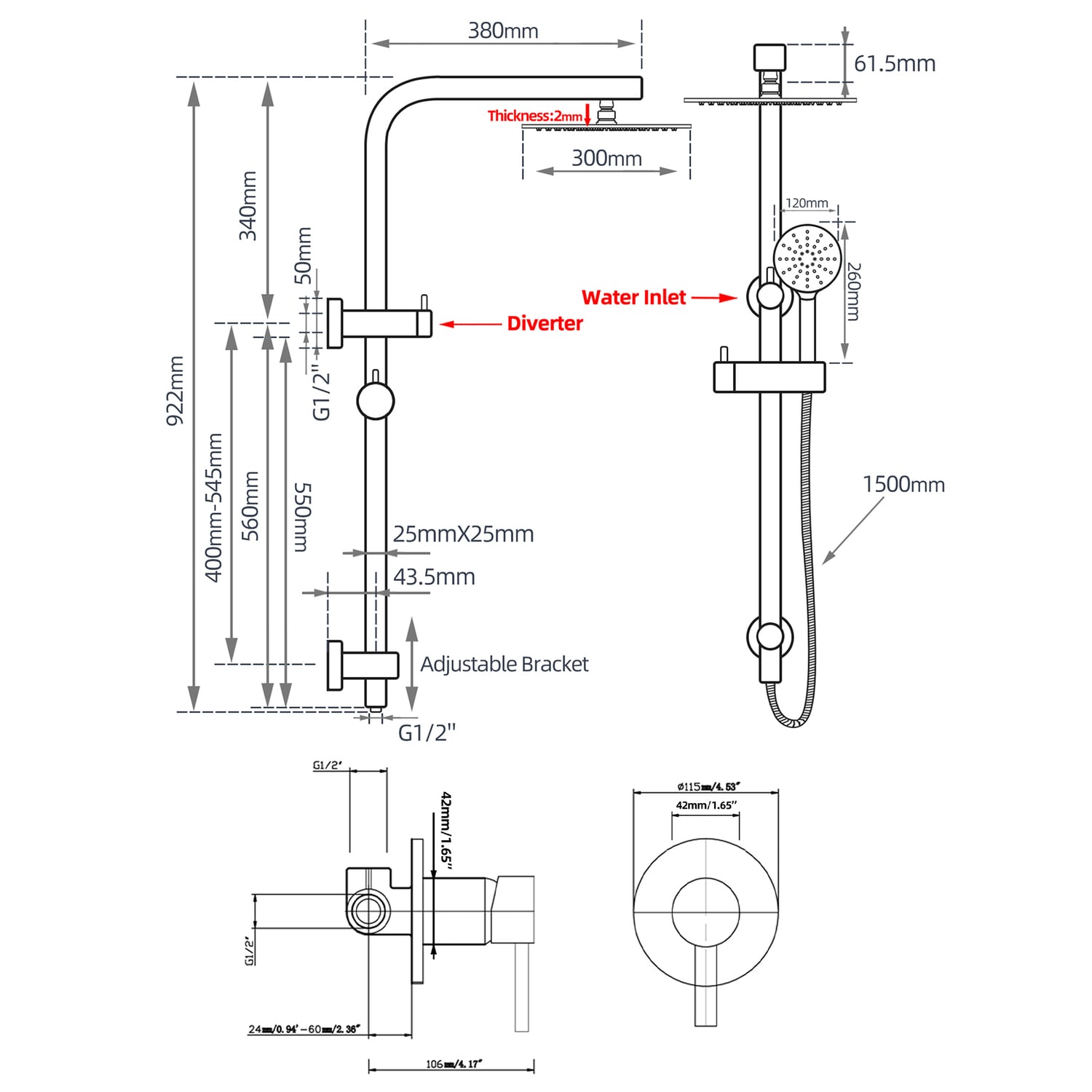 Fletcher Twin Shower Mixer Set