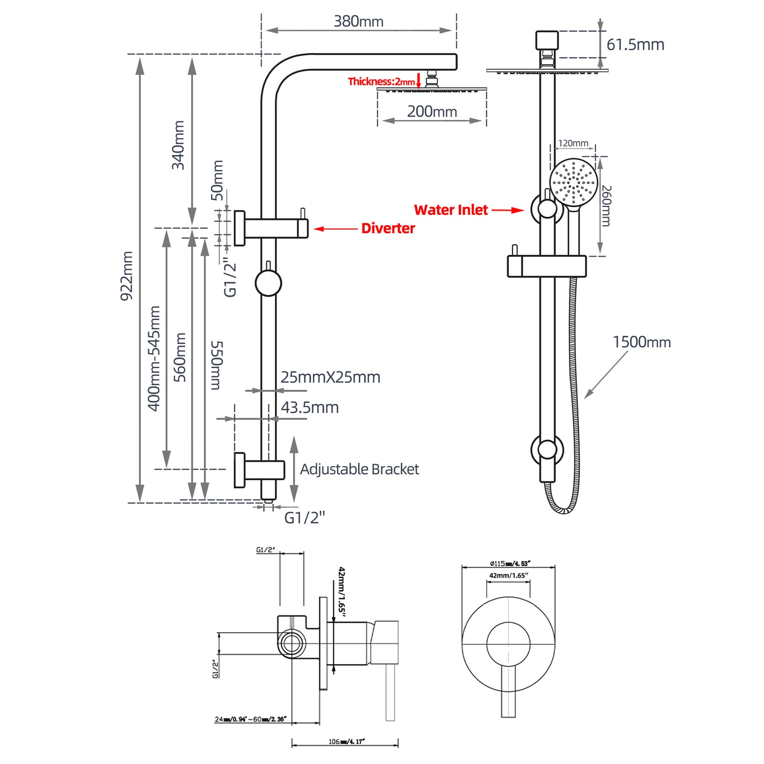 Mikolaj Twin Shower Mixer Set
