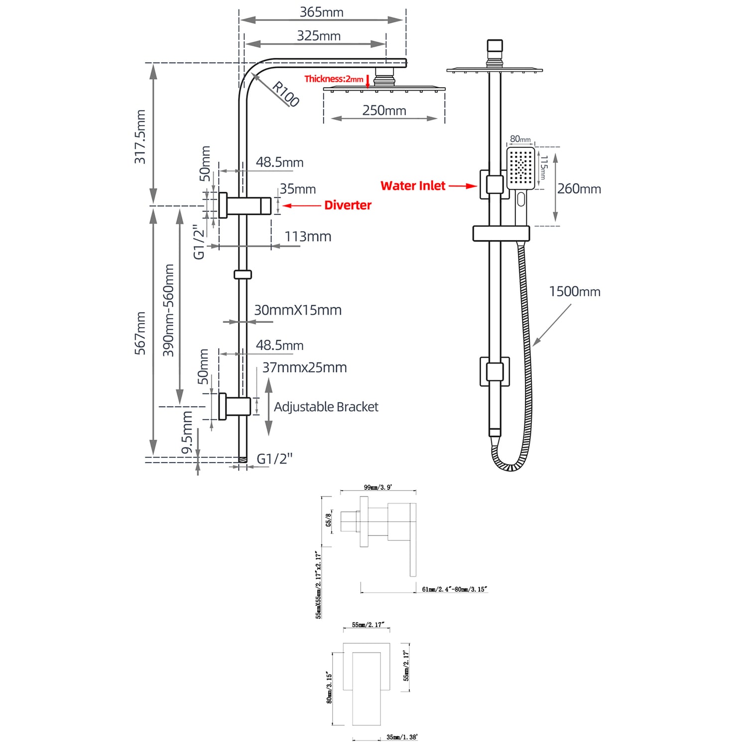 Kaufman Twin Shower Tap Set