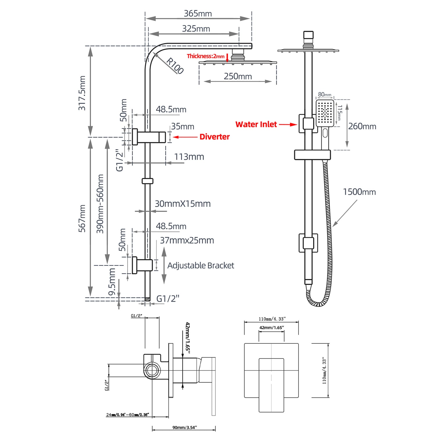Kaufman Twin Shower Mixer Set